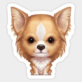 Fawn & White Long Coat Chihuahua Sticker